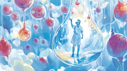 Encapsulated Scientist Conceptual Artwork