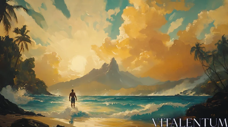 Seascape Sunset Contemplation