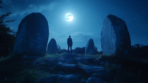 Moonlit Silhouette Among Ancient Stones