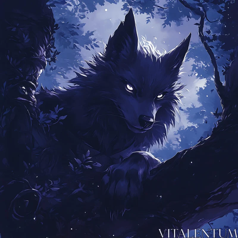 Wolf in Moonlight: A Forest Guardian