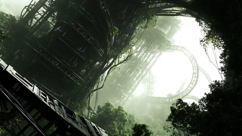 Futuristic Ruins Reclaimed by Nature