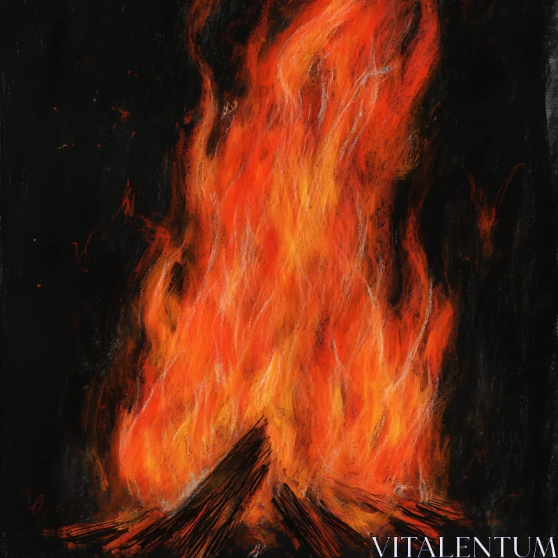 Vivid Flame Drawing with Dark Background