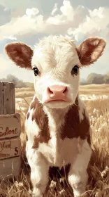 Calf Portrait in Pastoral Setting