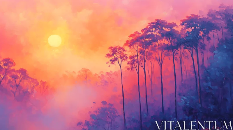 Tranquil Sunset Trees