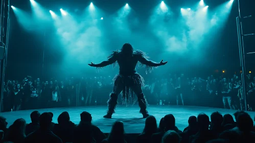 Silhouette on Stage: Performance Art in Blue
