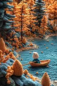 Handmade Bear on Knitted Lake