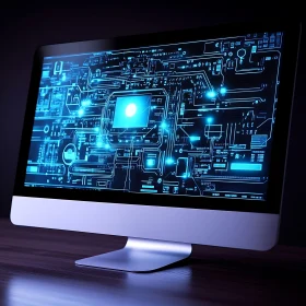 Intricate Digital Circuitry on Computer Screen