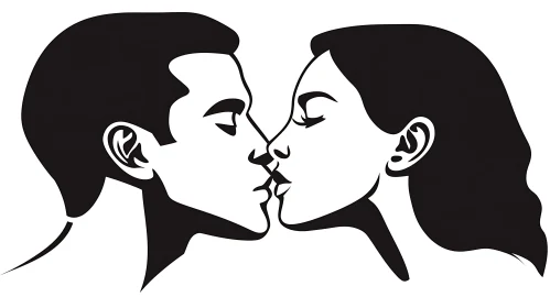 Minimalist Kiss: A Study in Black and White