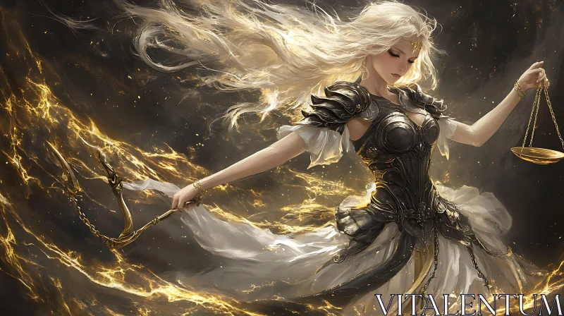Lady Justice in Golden Light Art
