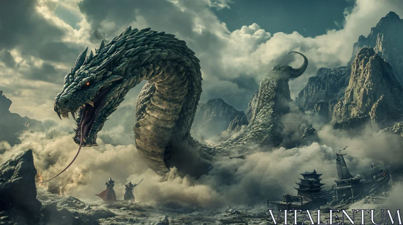 Epic Dragon Confrontation in Misty Mountains