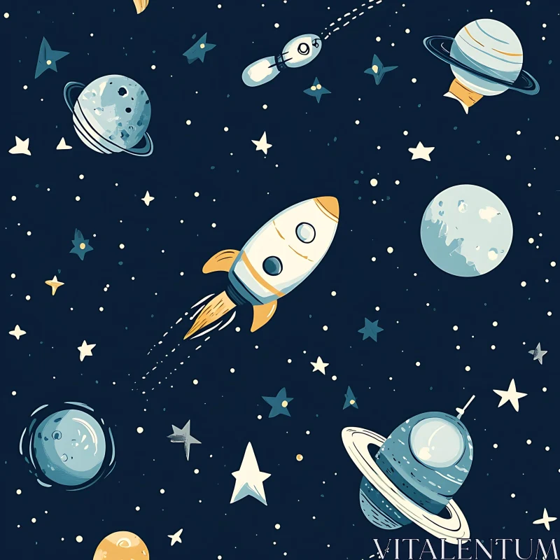 Playful Space Adventure Art