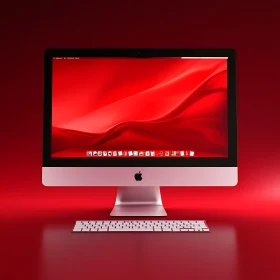 Sleek Metallic Desktop in Red Ambiance