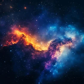 Orange and Blue Space Nebula