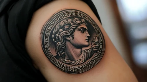 Greyscale Portrait Tattoo on Skin