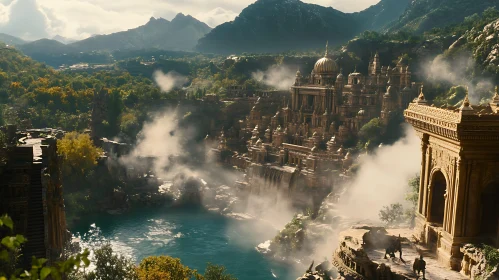Ethereal City in the Mountains