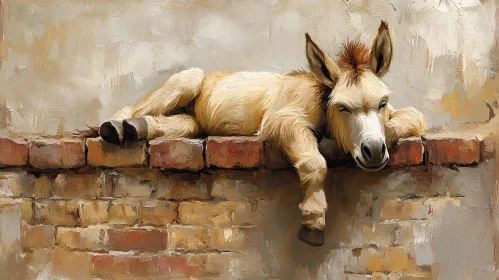 Donkey Painting on Bricks