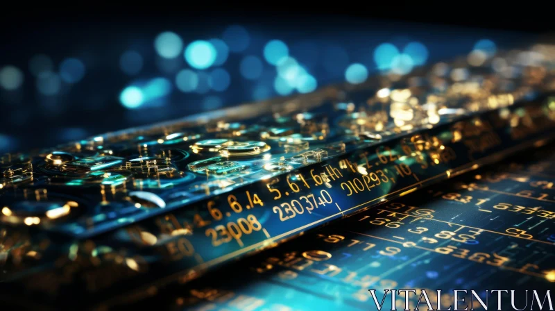 Abstract Financial Trading Board in Gold and Blue | Science Fiction Art