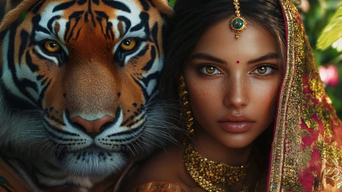 Portrait of Woman with Tiger