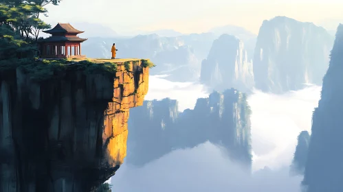 Monk at Mountain Temple