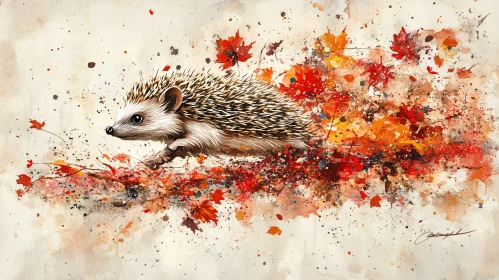 Autumn Hedgehog Art