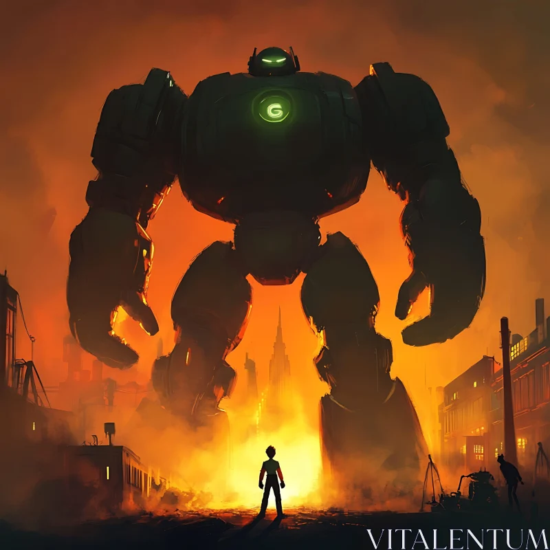 Futuristic Robot in Urban Setting AI Image