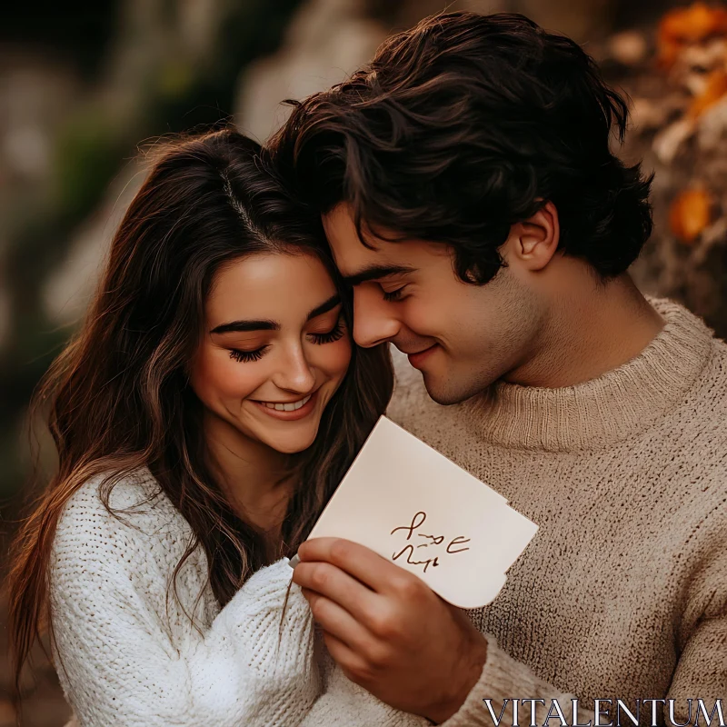 Affectionate Couple Portrait with Love Message