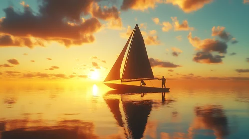Evening Sailboat Reflection