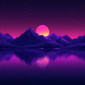 Tranquil Sunset Over Mountain Lake