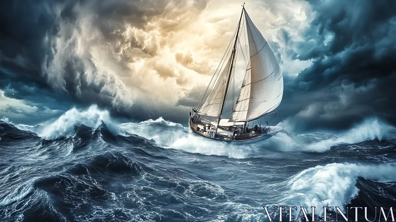Yachting in the Storm: A Seascape Painting