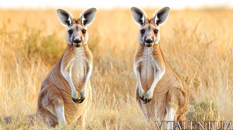 Alert Kangaroos in Natural Habitat