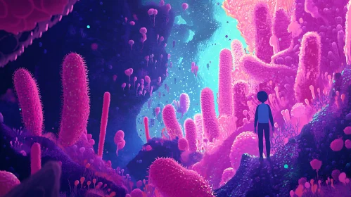 Surreal Pink Alien Landscape Art