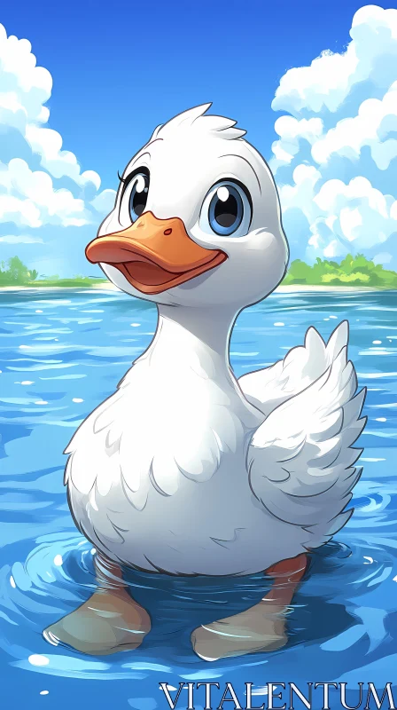 Joyful Duck in Nature Setting