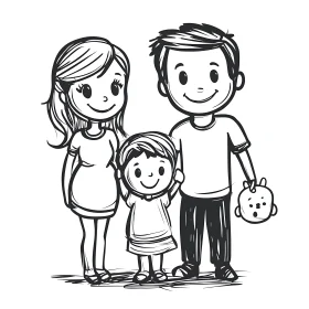 Charming Family Portrait Sketch