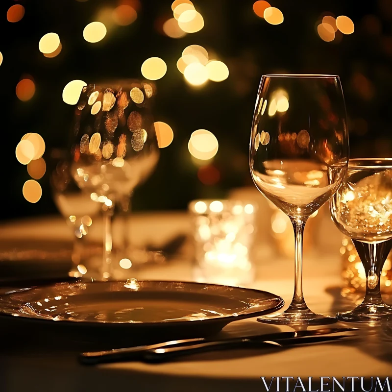 Candlelit Dinner Table Setting