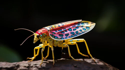 Colorful Insect on Rock in Pop Art Style