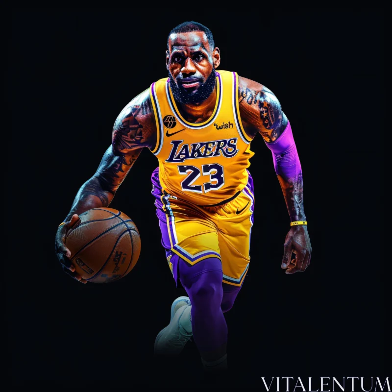 AI ART LeBron James Lakers Dribble