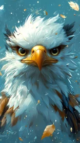 Eagle with Golden Leaves