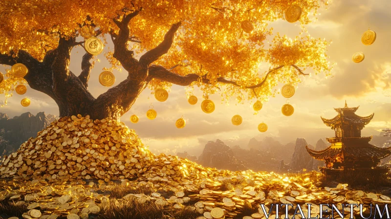 Abundance: A Golden Money Tree Scene