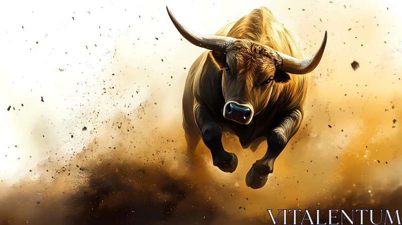 Mighty Bull in Action AI Image