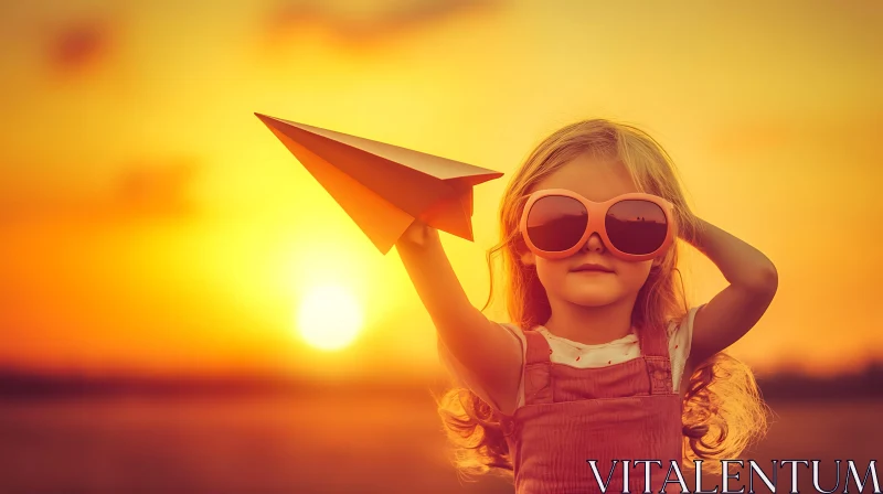 Sunset Paper Plane Dream AI Image