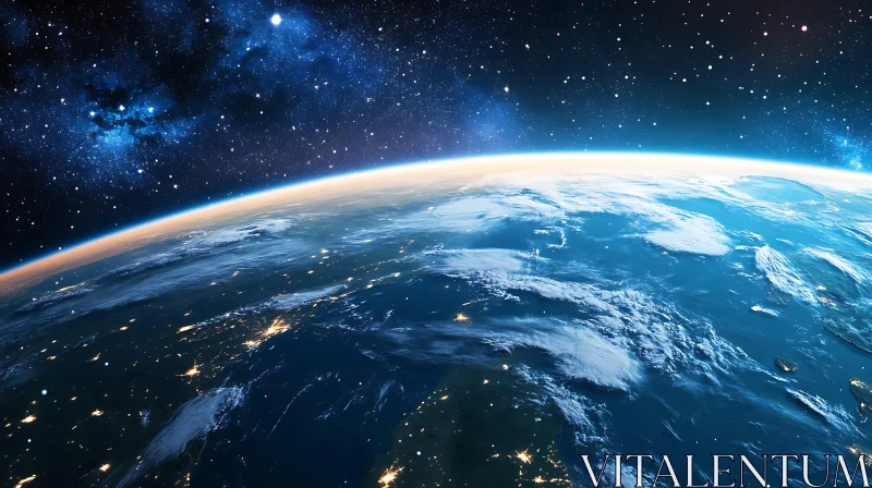 Earth From Space with City Lights