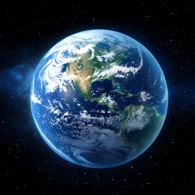 Our Home Planet Earth in Starry Space