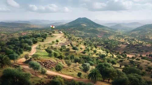 Verdant Hills and Scenic Dirt Road View