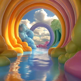 Colourful Arches with Sky and Water
