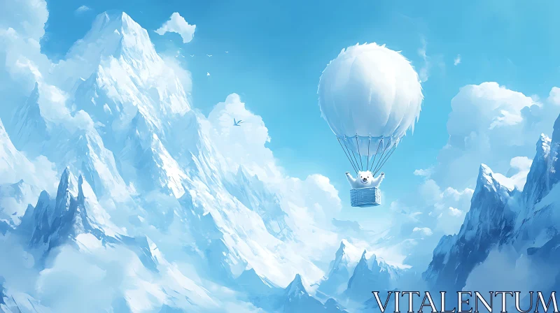 Airborne Bear Over Snowy Peaks