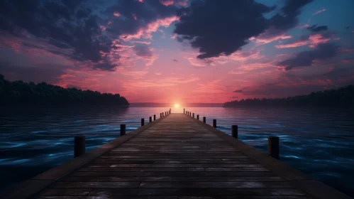 Sunrise on Pier: A Nature-Inspired Anime Aesthetic