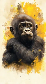 Gorilla in Abstract Wildlife Art