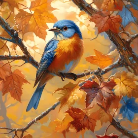 Autumn Bird on Branch