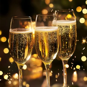 Golden Celebration: Champagne Flutes Toasting