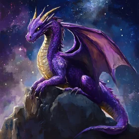 Fantasy Dragon Art on Mountain Peak